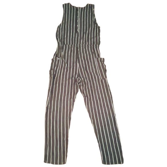 RVCA Pop Out Jumpsuit Black White Sleeveless M Pockets - Picture 9 of 13